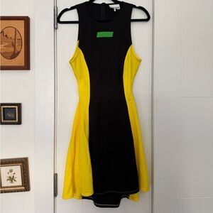Ganni Black and Yellow Mini Dress
